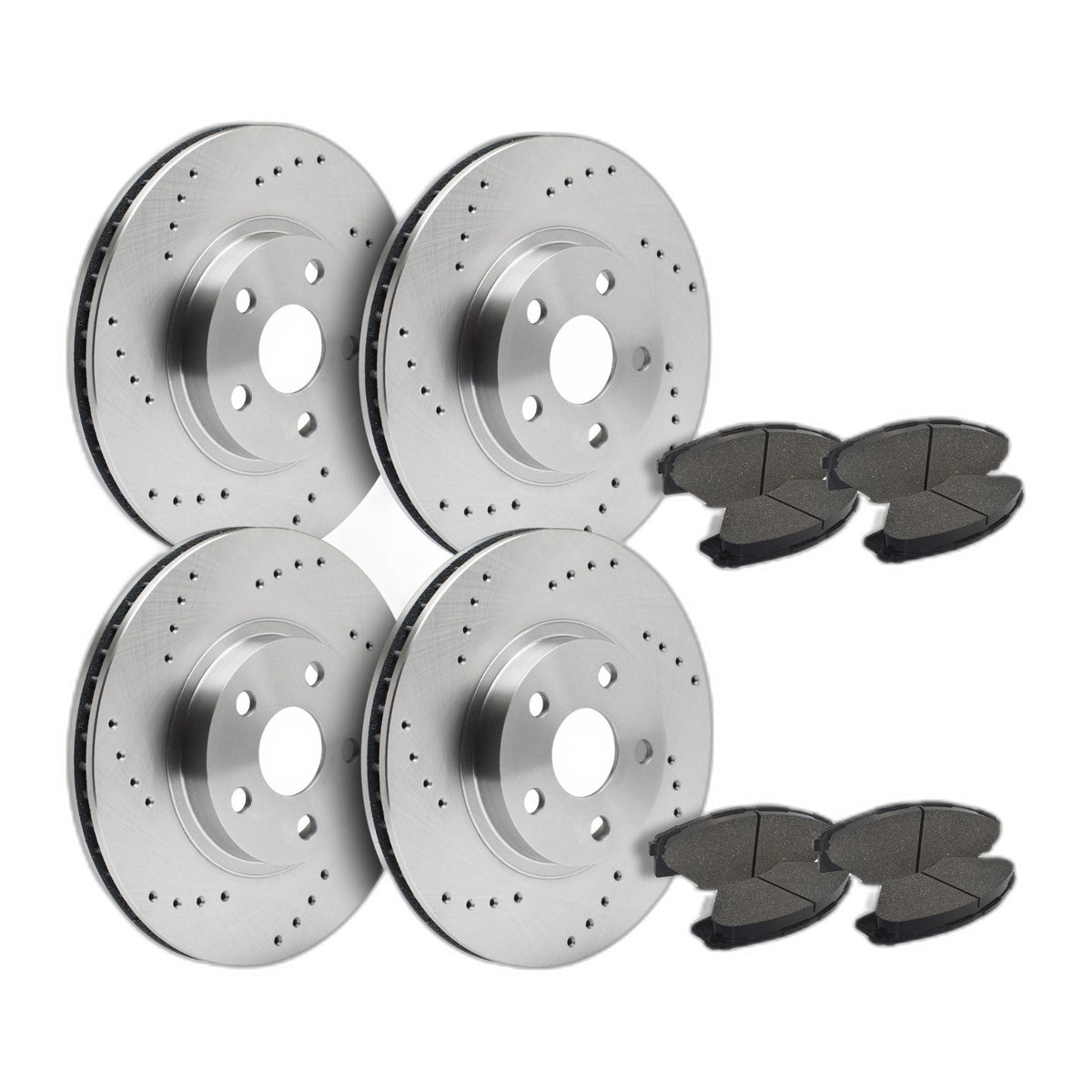 Front & Rear Drilled Brake Rotors + Pads for 2009-2016 Audi A4 2010-2014 A5