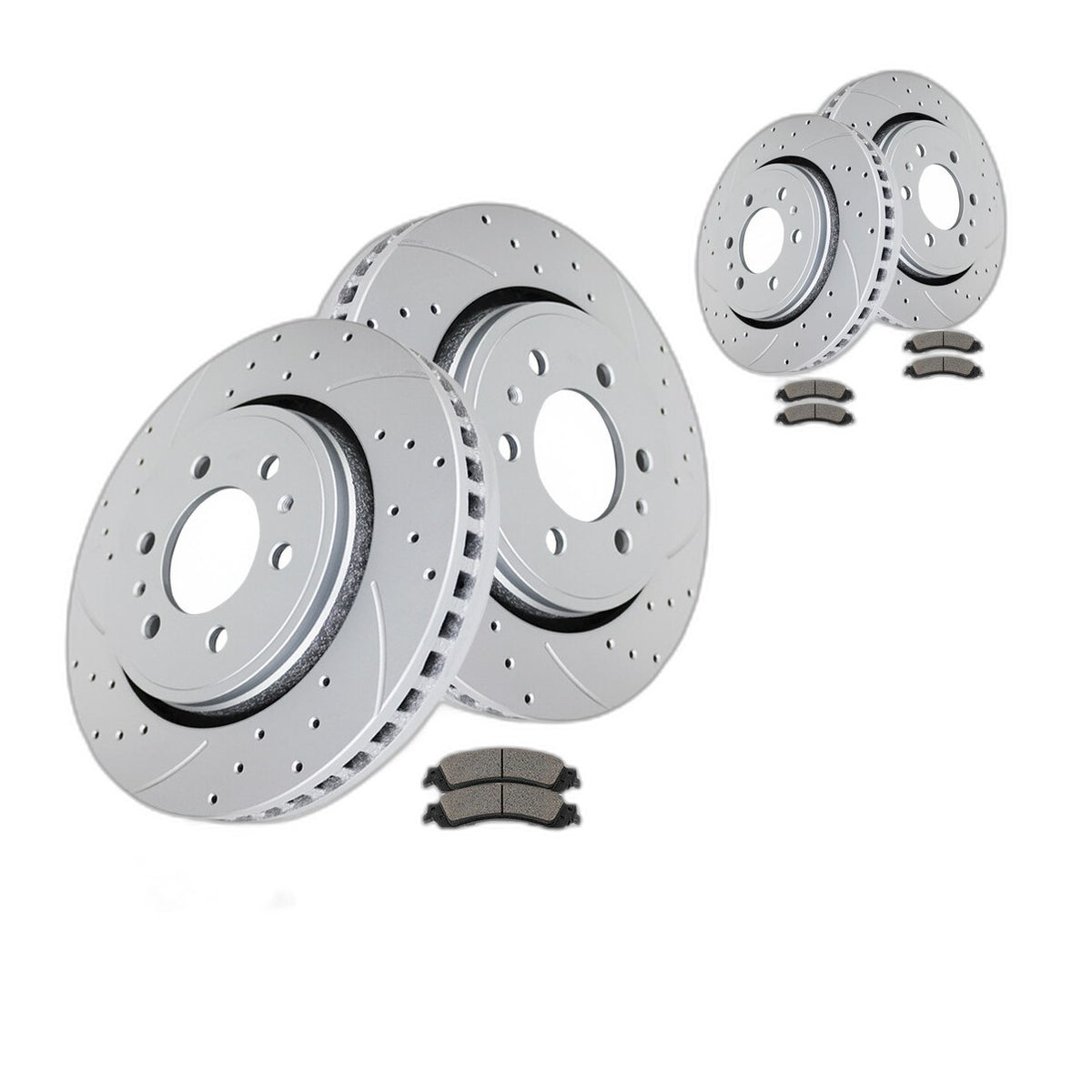 Front Rear Drilled Slotted Brake Rotors Pads Kit for Ford F-150 Brakes Pad Rotor