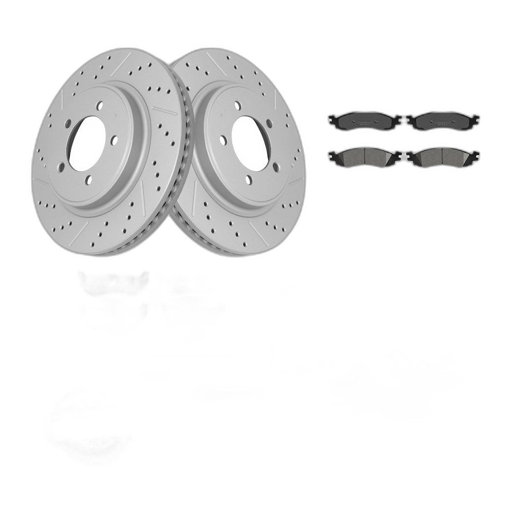 Front & Rear Drilled Rotors & Brake Pads for Ford Explorer Mercury Mountaineer