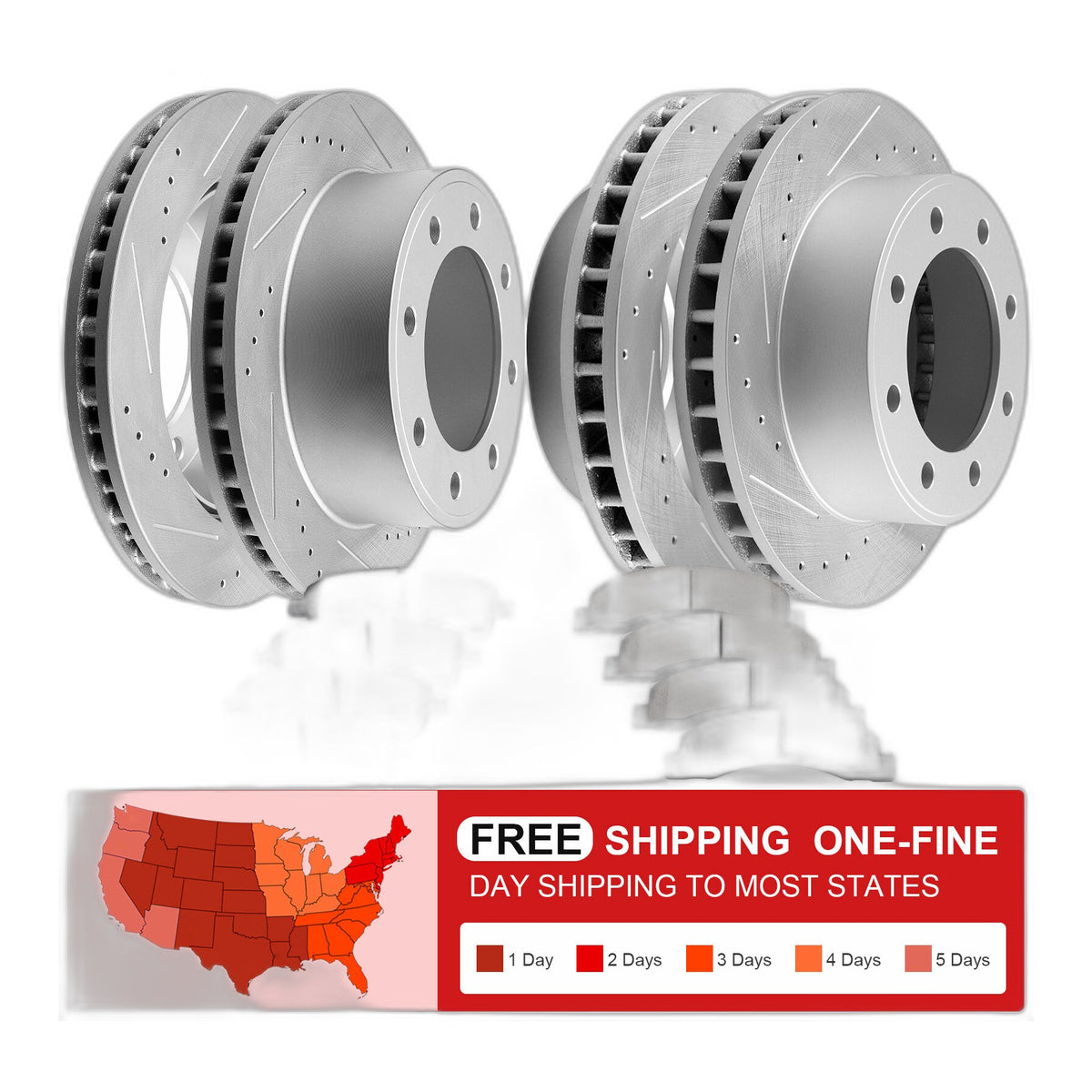 FOR 2000-2004 FORD F-250 SUPER DUTY 4WD FRONT & REAR DRILLED ROTORS + BRAKE PADS