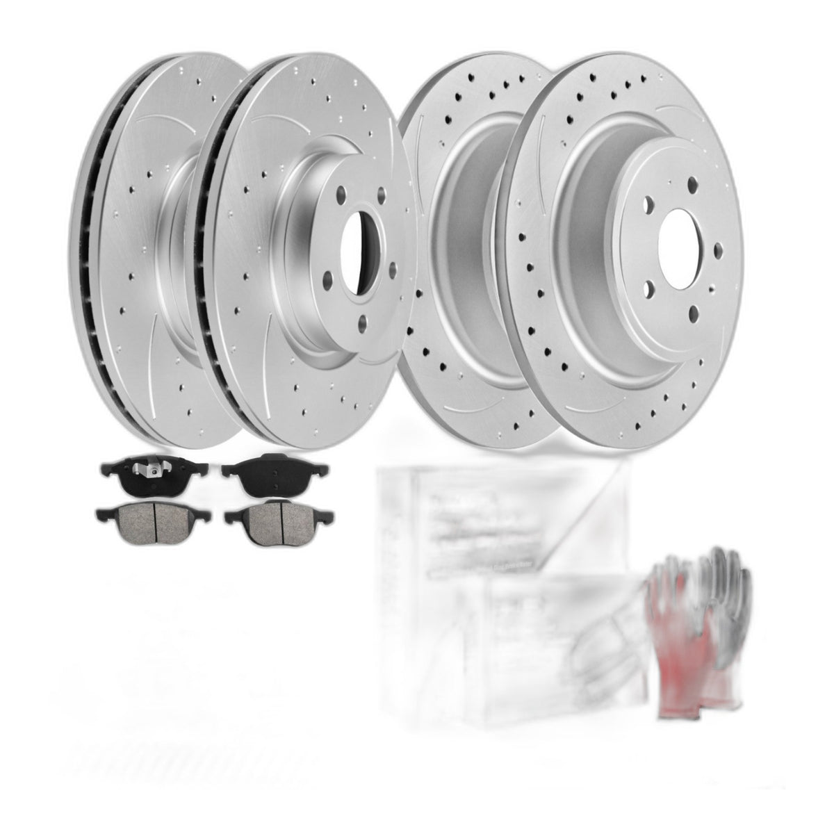 FWD Front Rear Disc Rotors Brake Pads Kit for 2017 2018 2019 Ford Escape