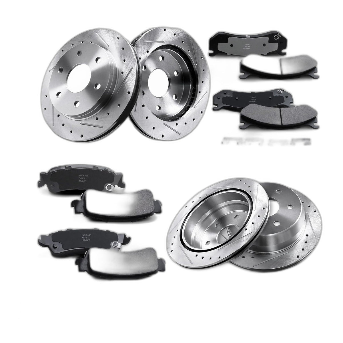 4WD 12.99" Front 13.69" Rear Rotors + Pads Kit for Ford F-150 Lincoln Mark LT