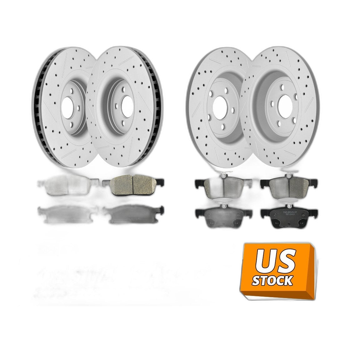 Front Rear Drilled Brake Rotors Ceramic Pads for Ford Edge Lincoln MKX 2016-2018