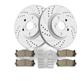 Front Brake Kit, Replacement Drilled and Slotted Brake Rotors Ceramic Brake Pads