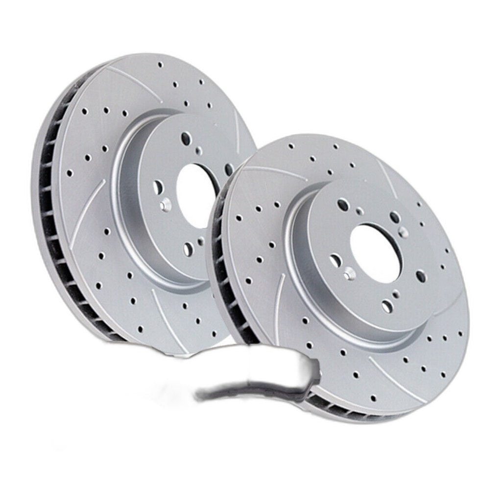 Front Slotted Brake Disc Rotors and Ceramic Pads Kits for Ford Fusion Mazda 6