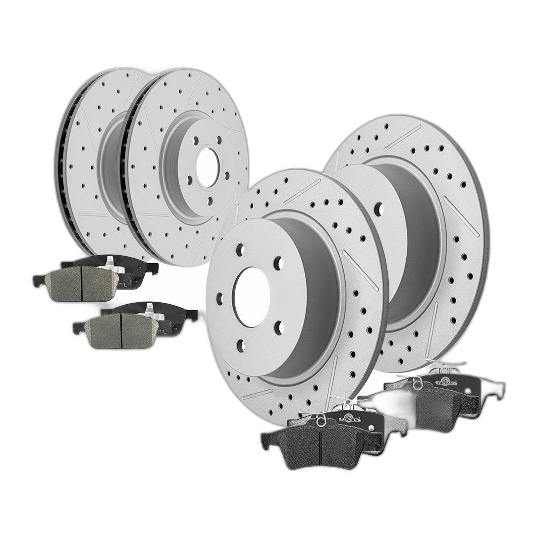 Front Rear Drilled Slotted Rotors Pads for 2014-2016 Ford Escape Transit Connect