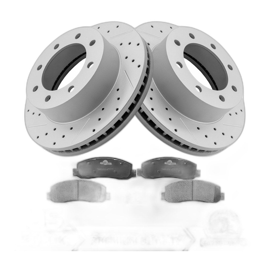 Front Drilled Brake Rotors Brakes Pads Kit for Ford F-250 F-350 F-450 Super Duty