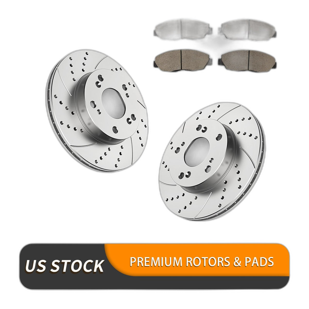 Front Brake Rotors Ceramic Pads Kit for Honda Civic 06-2011 Brakes Drilled