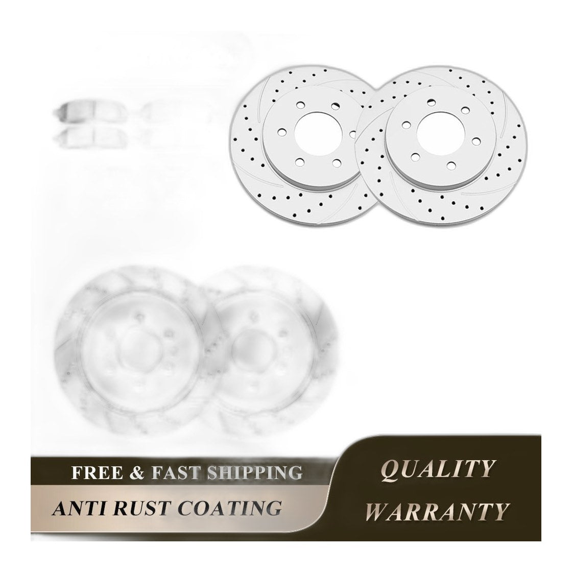 4WD Front Rear Rotors Ceramic Brake Pads Kit for Ford F-150 Lincoln Mark LT