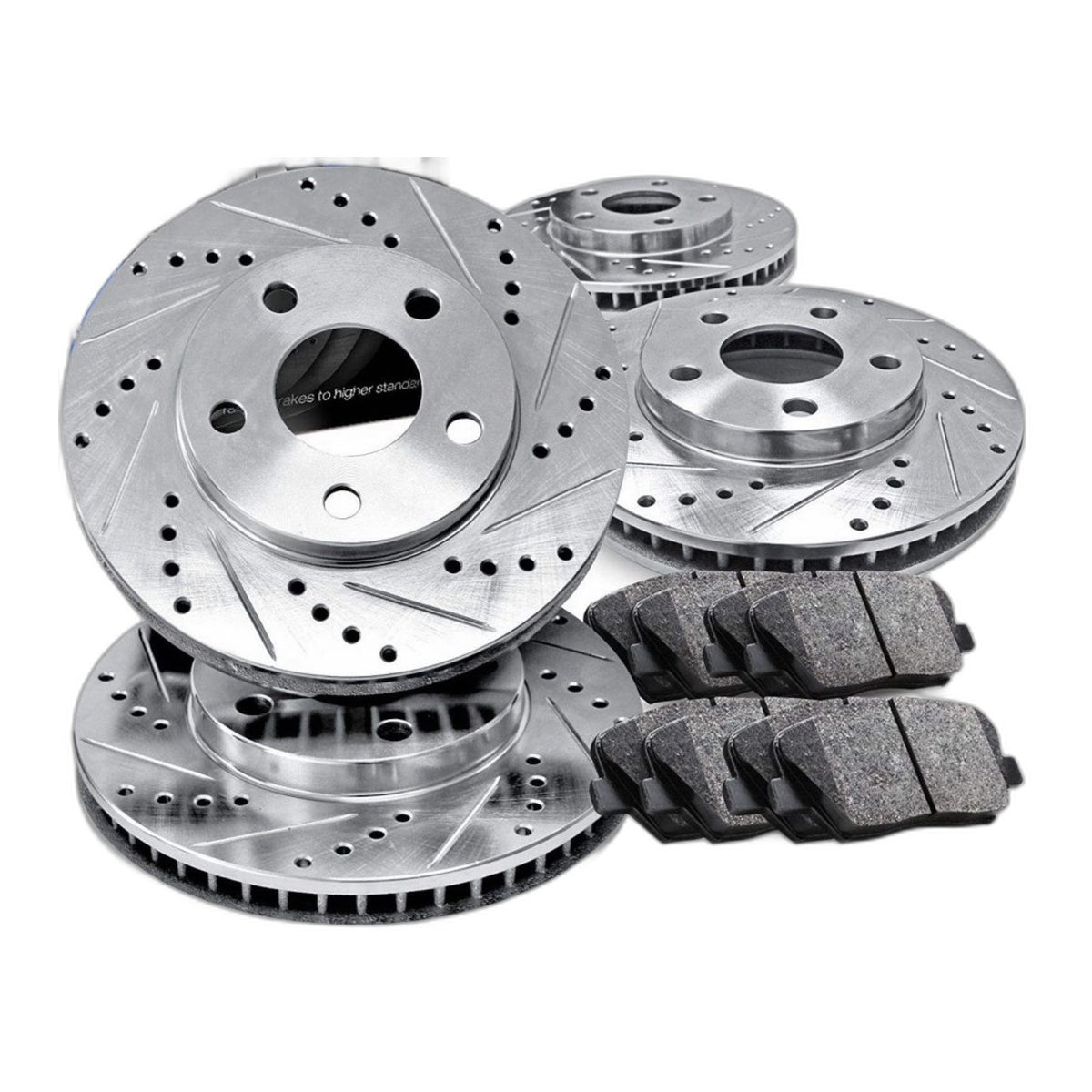 Front Rear Drilled Slotted Rotors & Pads Kit 2013-2016 Ford Escape 2.5L 1.6L FWD