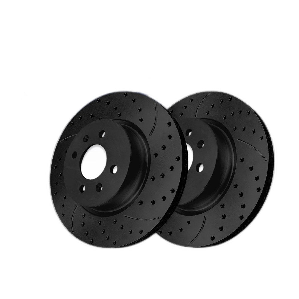 Front Drilled Slotted Brake Rotors Pair for Kia, Rio 2012-2023, FWD L4 1.6L