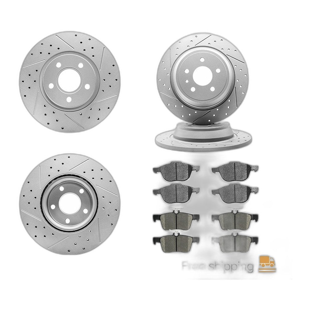 Front Rear Brake Disc Rotors + Ceramic Pads Kit for 2017 - 2019 Ford Escape
