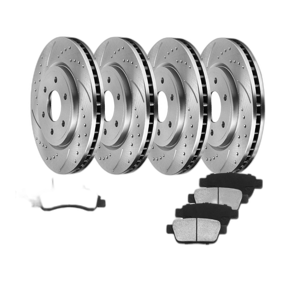Front and Rear Disc Brake Rotors Brake Pads Kits for 2010 2011 Ford F-150 6LUGS