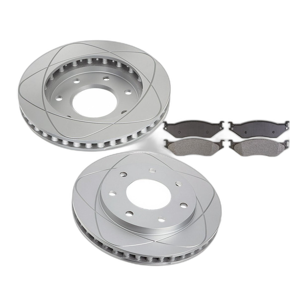 Front Ultra Slotted Disc Brake Rotors & Pads For Ford F-250 Super Duty 99; 331mm