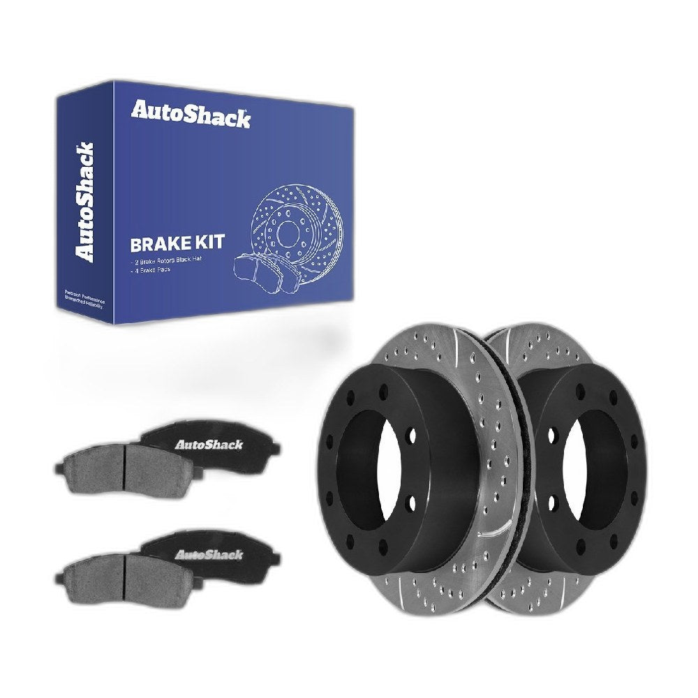 Rear Drilled Slotted Brake Rotors Ceramic Pads for Ford F-250 Super Duty 2004
