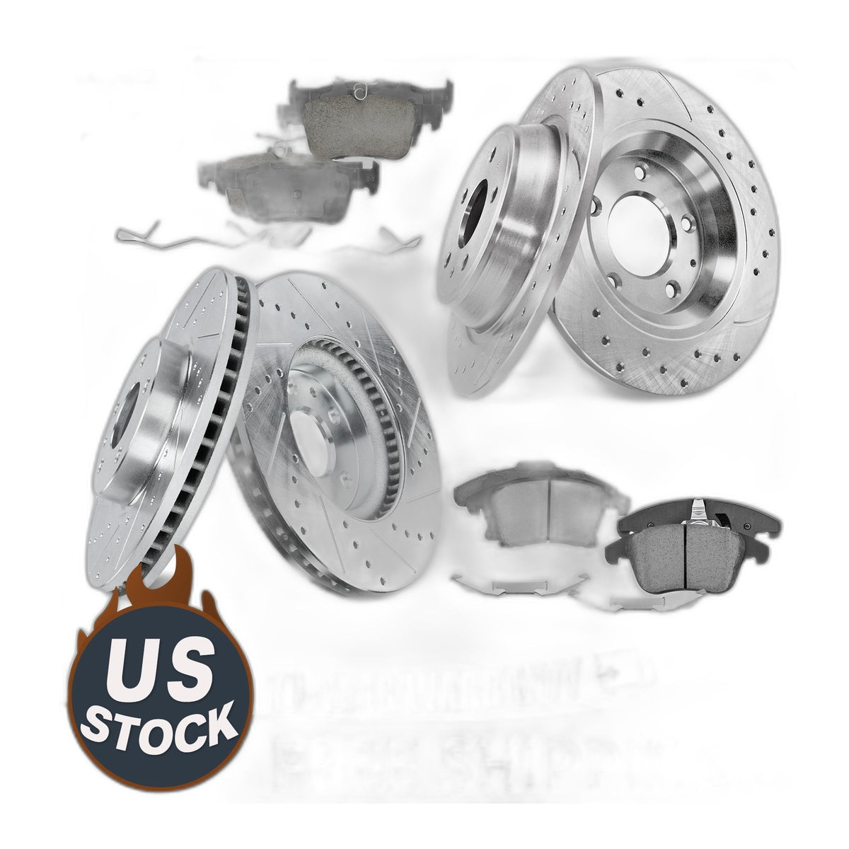 Front Rear Drilled Brake Rotors Pads Kit for 2013 - 2016 Lincoln MKZ Ford Fusion