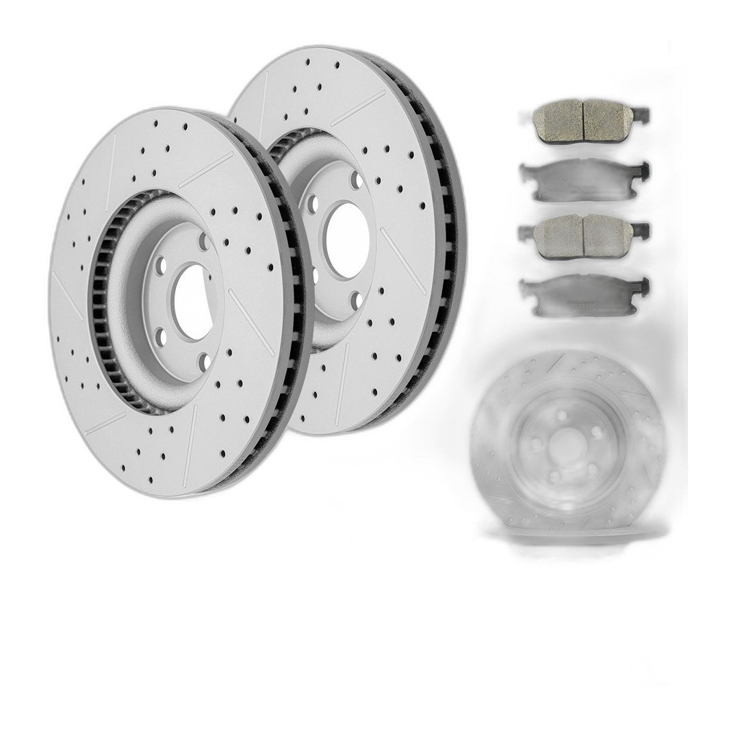 For 2015-2020 Ford Edge 316mm Front Rear Drilled Rotors Ceramic Brake Pads Kit
