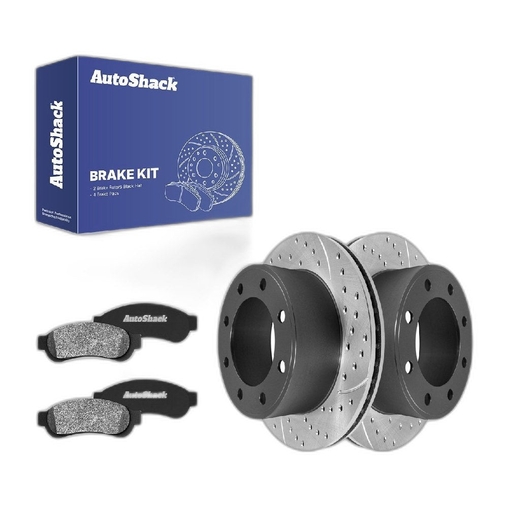 Rear Drilled Slotted Brake Rotors Ceramic Pads for Ford F-250 Super Duty 2012