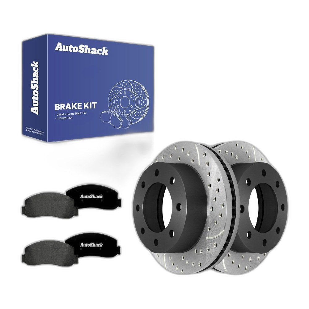 Front Drilled Slotted Brake Rotors Ceramic Pads for Ford F-250 Super Duty 2012