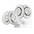 For Ford Explorer Flex Lincoln MKS MKT Front Rear Slotted Rotors Disc Brake Pads