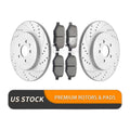 Rear Brake Rotors Ceramic Pads Kit for Lincoln MKS MKT Ford Taurus Drilled Disc