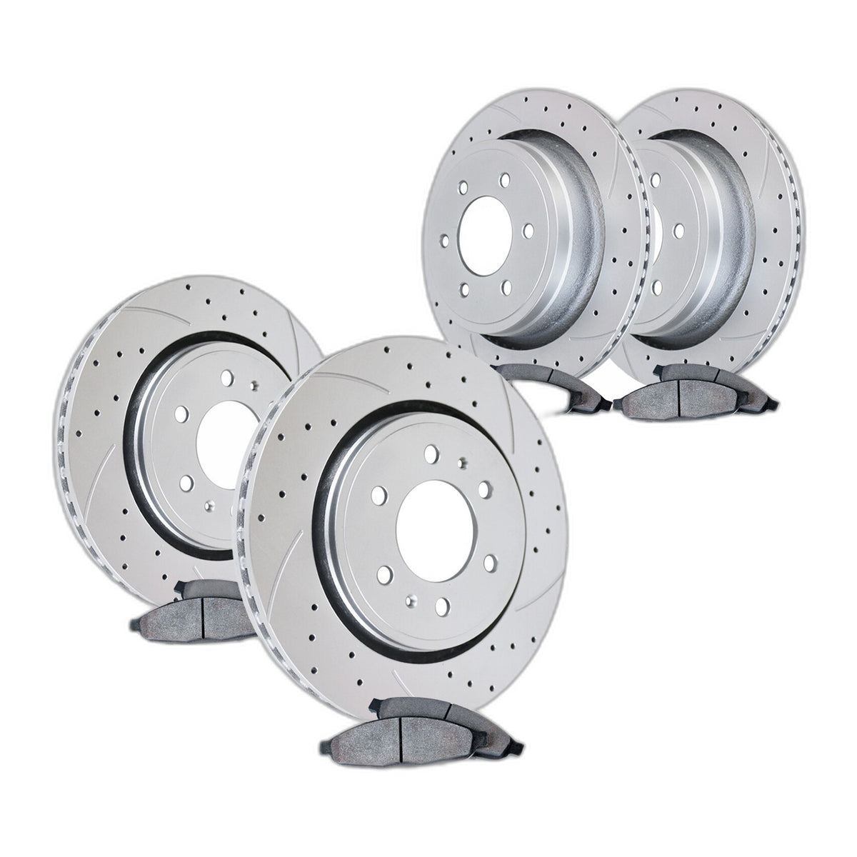 Front and Rear Brake Rotors Pads Kit for Ford F-150 12-20 Slotted Drilled Brakes