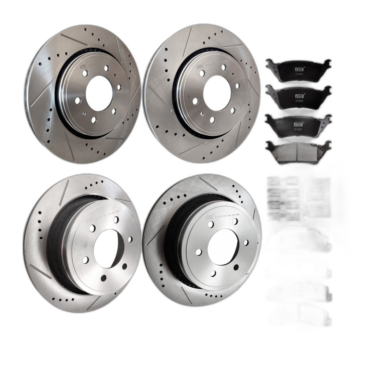 Ceramic Front Rear Drilled Rotors Brake Pads for FORD F-150 2012-2020