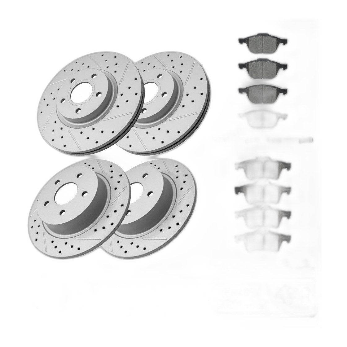 Front & Rear Drilled Brake Rotors and Ceramic Pads for Ford Escape 2013 - 2016