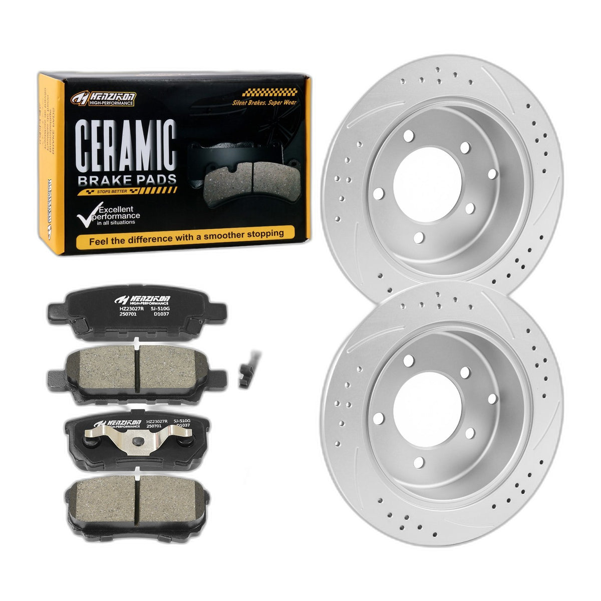 Rear Drilled Disc Brake Rotors Ceramic Pads Kit for Jeep Compass Patriot Lancer