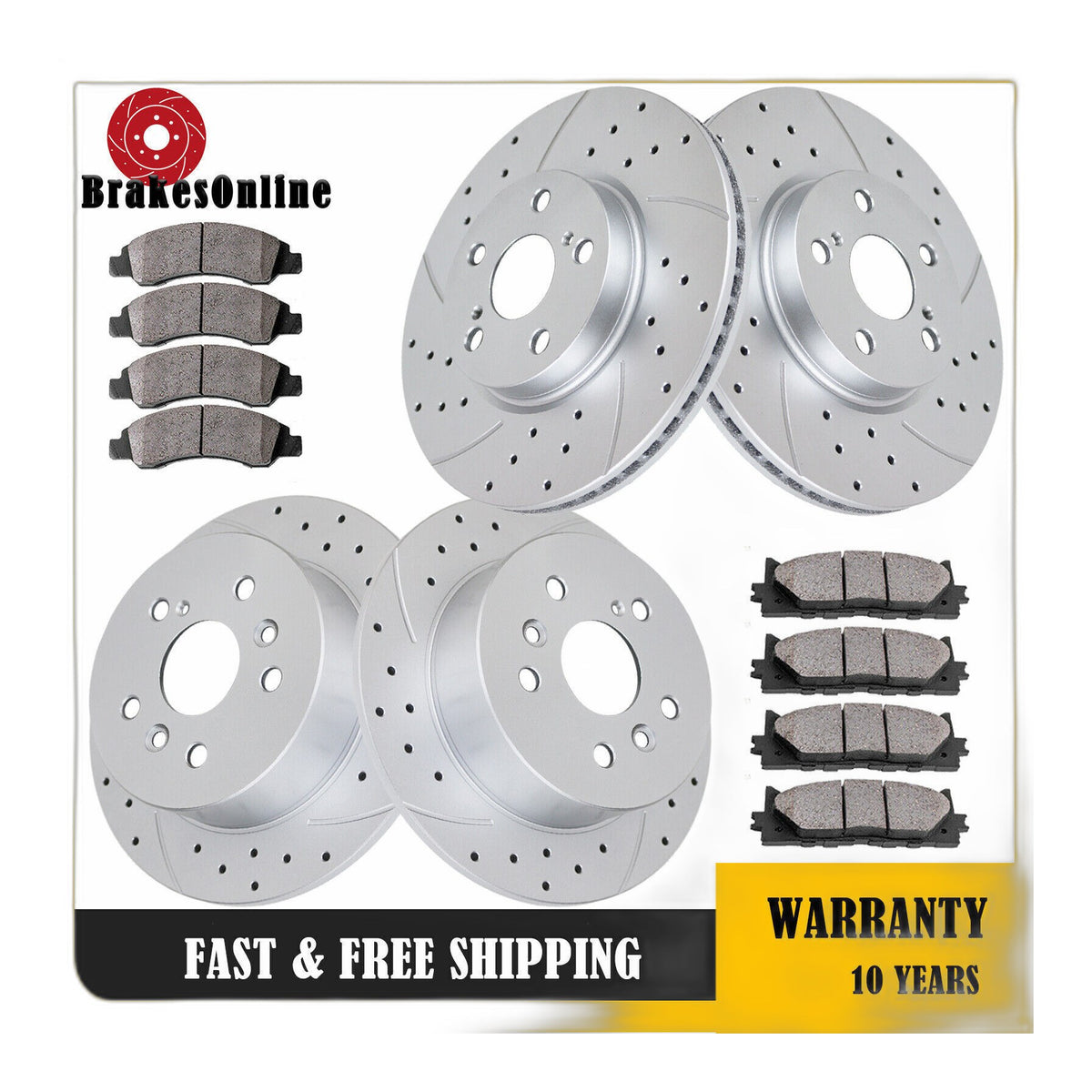 Front Rear Brake Rotors Pads Kit for Mazda 6 Ford Fusion Lincoln MKZ Drilled