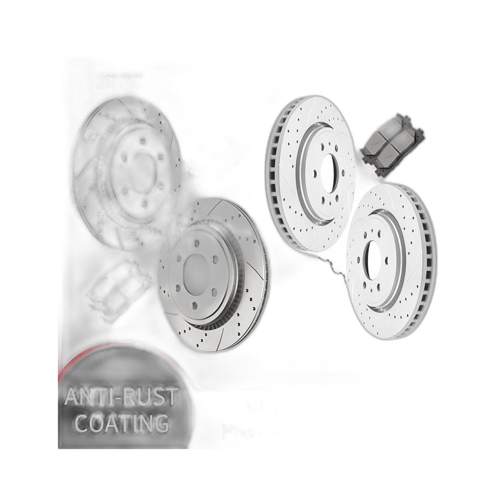 for Ford F-150 Electronic Parking Front Rear Slotted Rotors Brakes Pads Kits