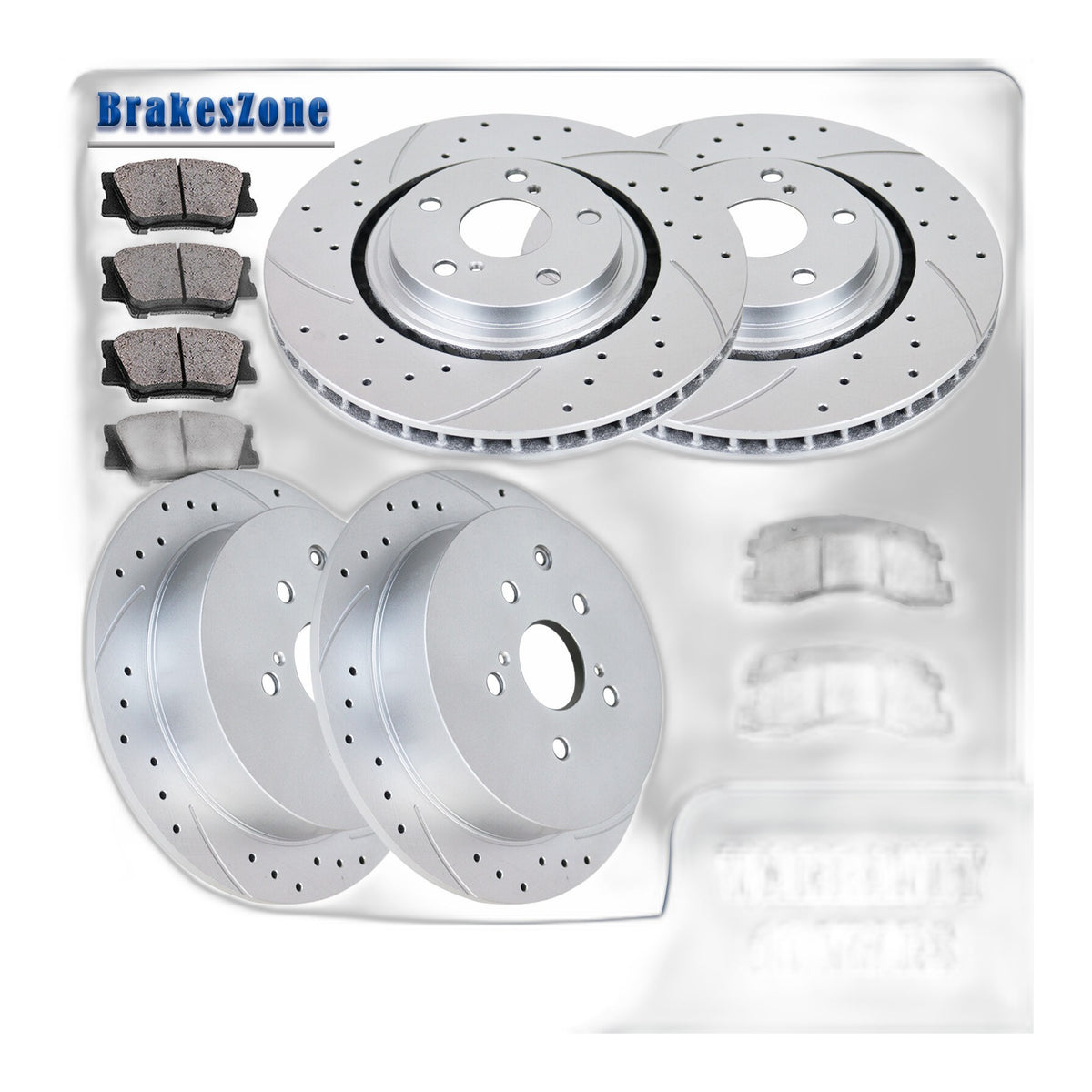 Front and Rear Brake Rotors Pads Kit for Toyota Sienna 2011-2020 Drilled Slotted