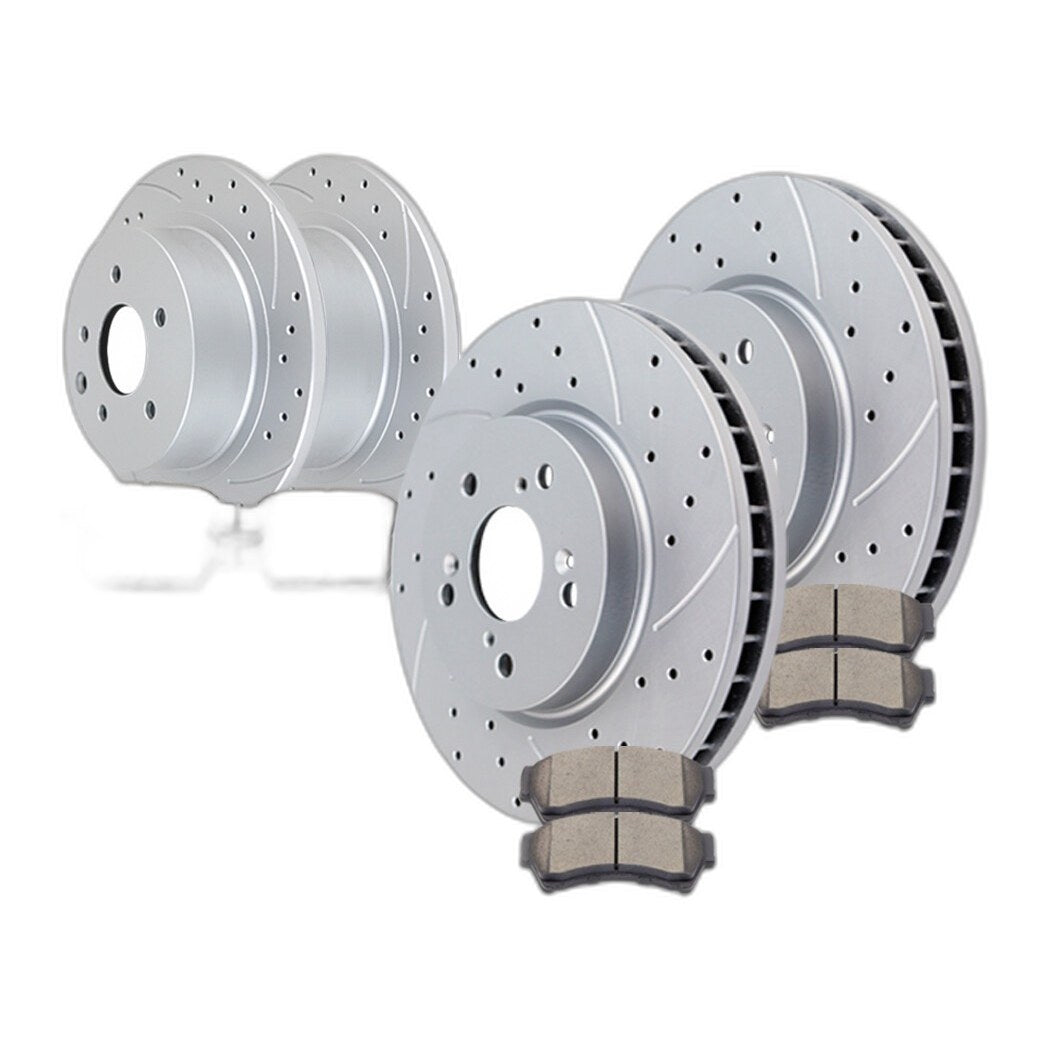 For Ford Fusion MKZ Mazda 6 Front and Rear Drilled Rotors Brake Pads Brakes Kit