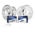 Detroit Axle 8PR501445 8pc Front & Rear Drilled Slotted Rotors and Ceramic Brake