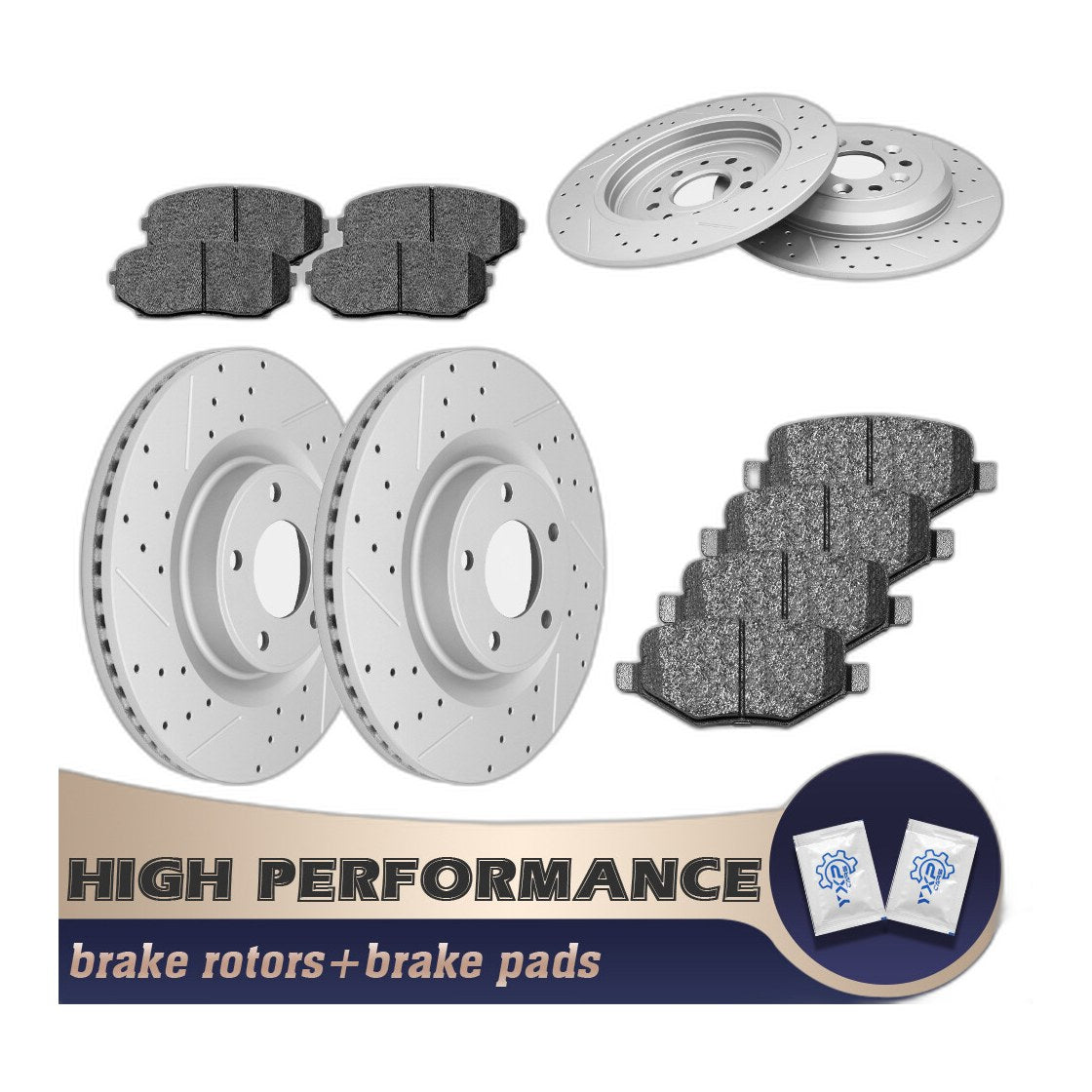 Front & Rear Brake Rotors + Brake Pads Set for 2011 - 2014 Ford Edge Lincoln MKX