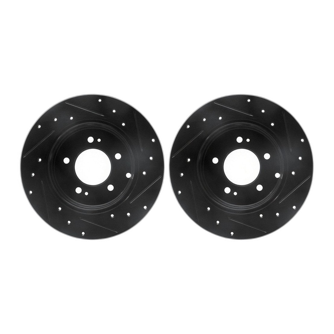 DFC 633-03021L 633-03021R Drilled & Slotted Black Zinc Brake Rotors Pair