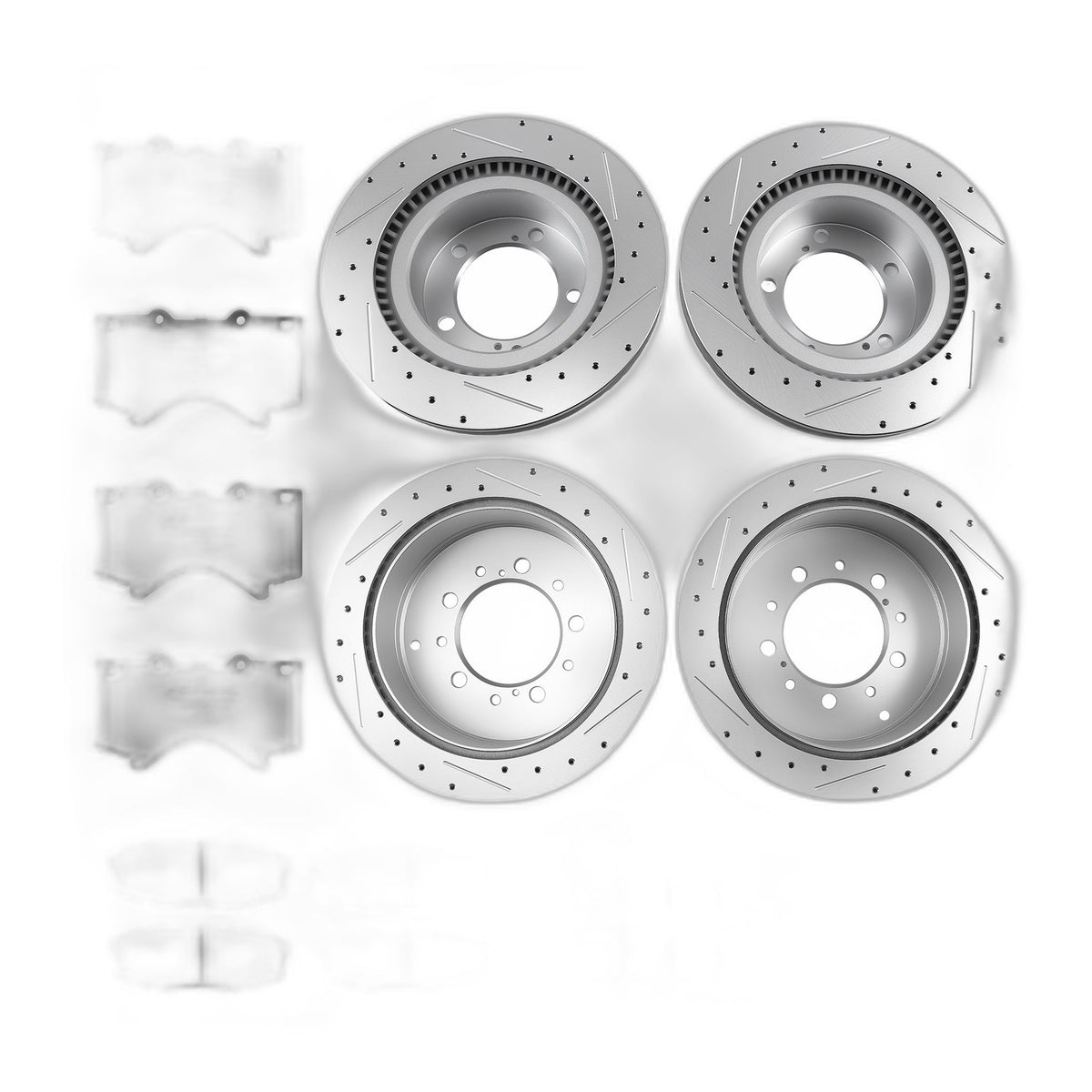 Front Rear Brake Rotors&Ceramic Pads Kit for Toyota Land Cruiser/Sequoia/Tundra