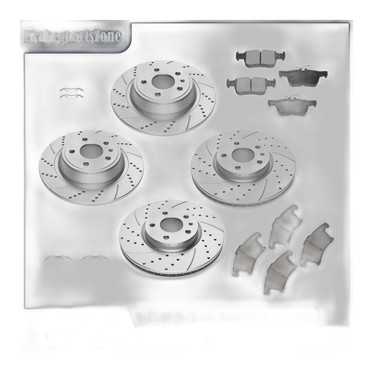 Front Rear Brake Rotors and Ceramic Pads Kit for 2013-2020 Ford Fusion Drilled