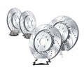 Front Rear Drilled Rotors Brake Pads Kit Fit Ford Explorer Flex Lincoln MKS MKT