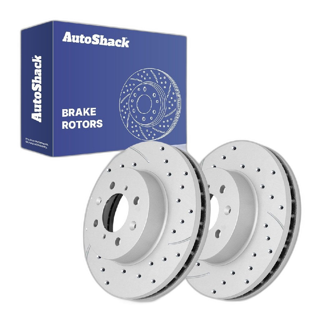 Front Drilled Slotted Brake Rotors Pair for Honda, Fit 2007-2014, FWD L4 1.5L