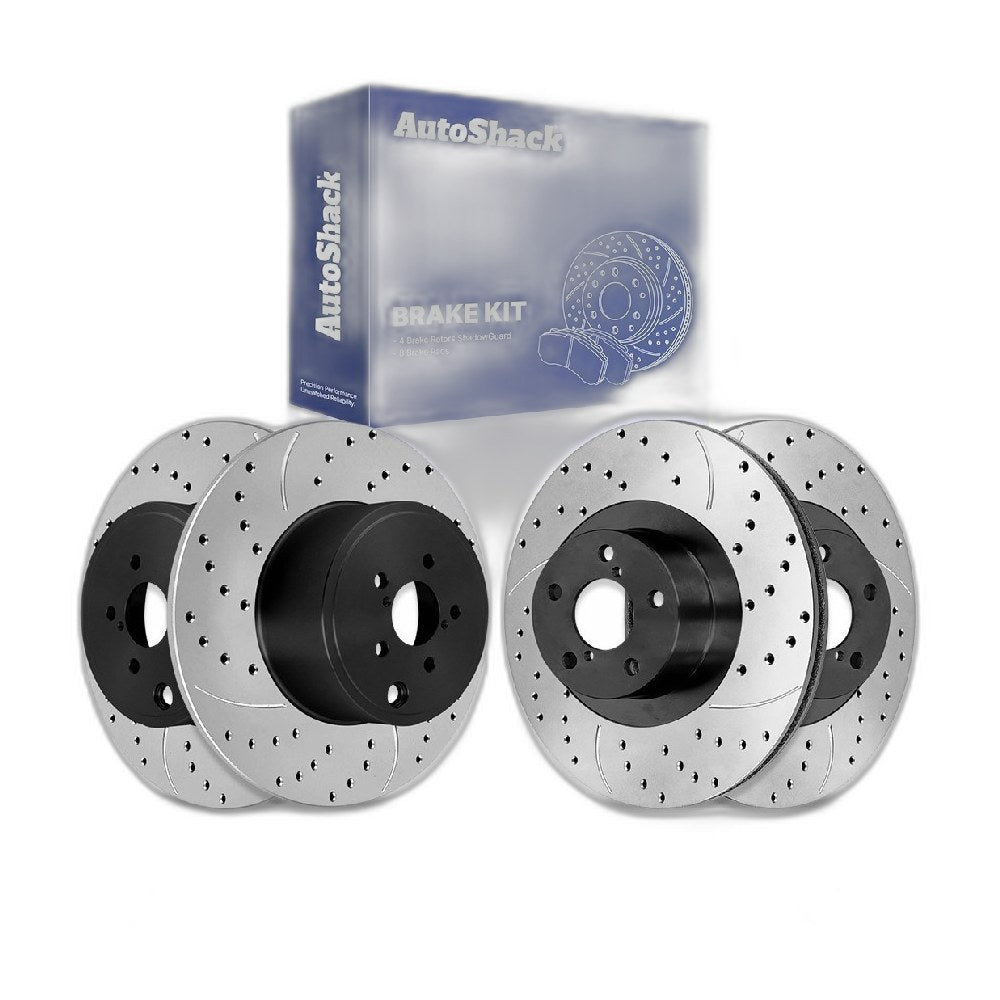 Front Rear Drilled Slotted Brake Rotors Ceramic Pads for Subaru Outback 2012