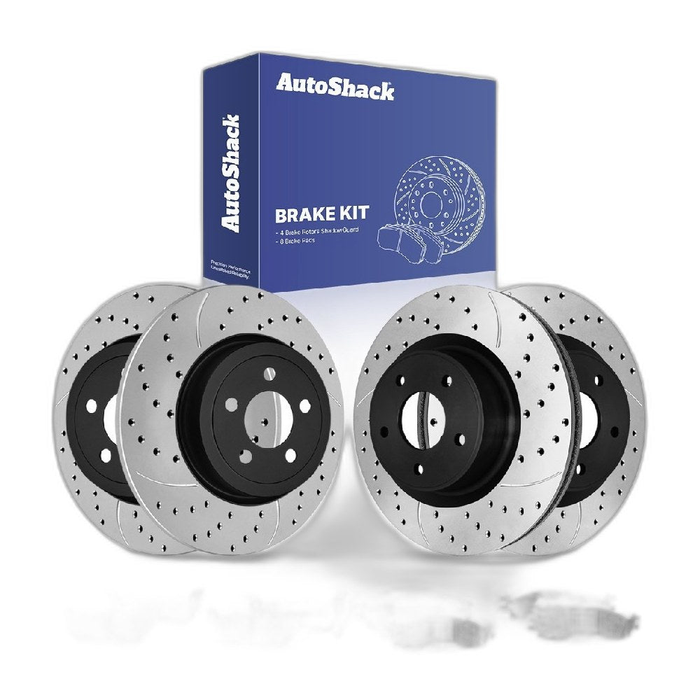 Front Rear Drilled Slotted Brake Rotors Ceramic Pads for Ford Explorer 2010