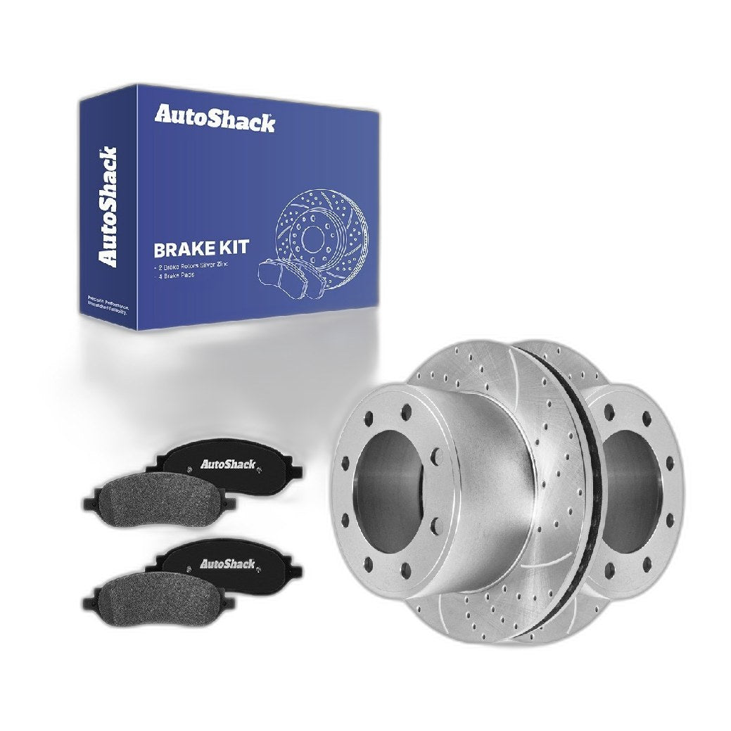 Rear Drilled Slotted Brake Rotors Ceramic Pads for Ford F-250 Super Duty 2007