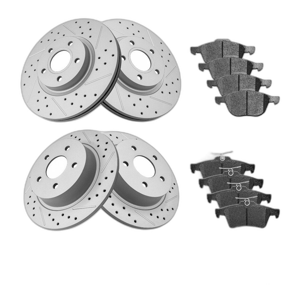 Front Rear Drilled Brake Rotors Ceramic Pads Kit For Ford Escape C-Max 2013-2016