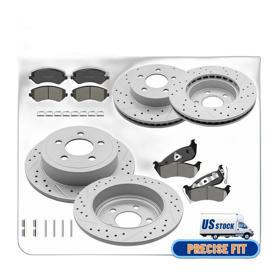 Front & Rear Drilled Brake Rotors Ceramic Pads Kit for 2003 - 2007 Jeep Liberty