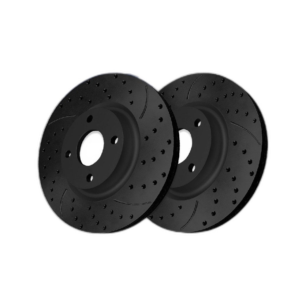 Front Drilled Slotted Brake Rotors Pair for Ford EcoSport 2022