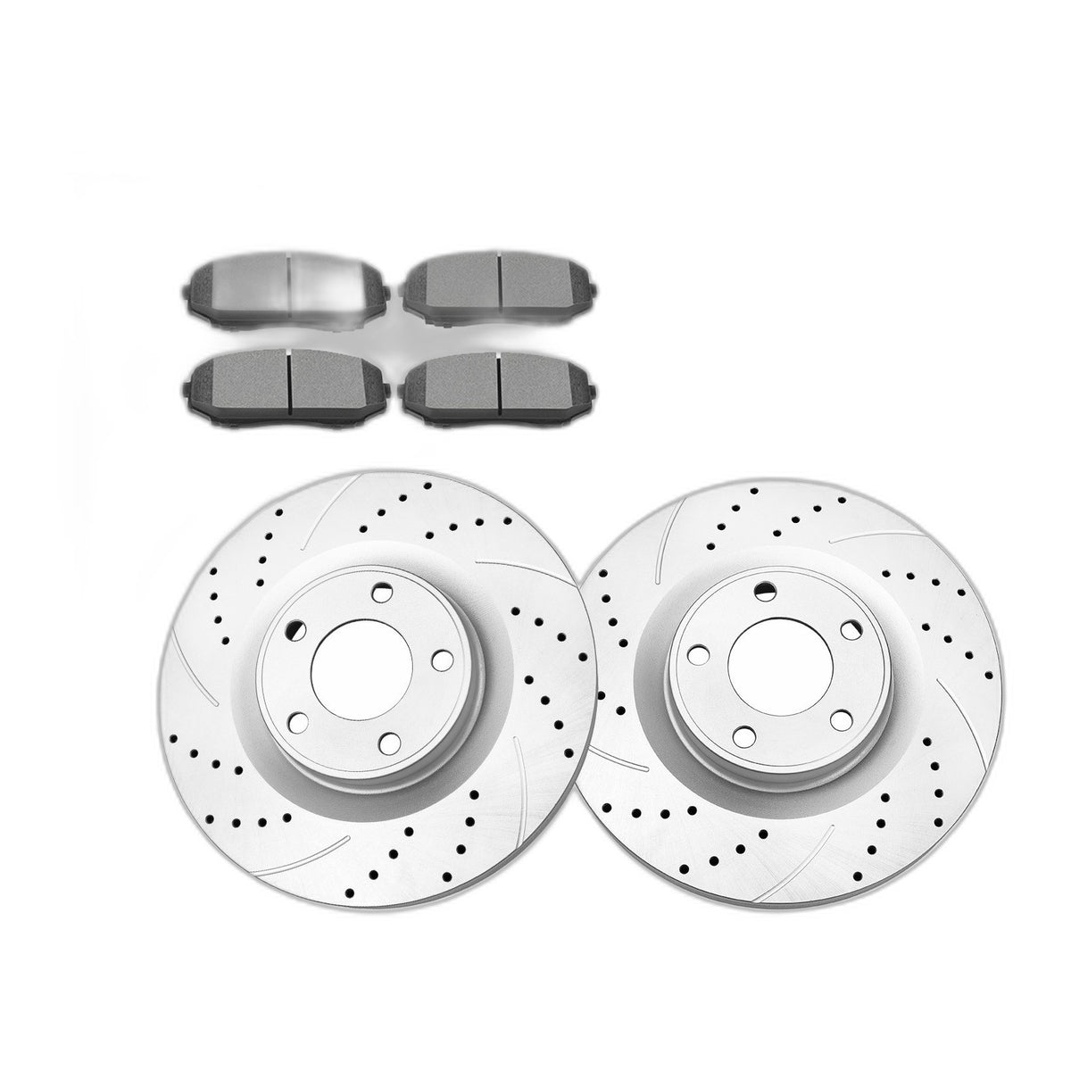 Front Brake Rotors Pads Kit for Ford Edge 2007-2014 Slotted Drilled All Models