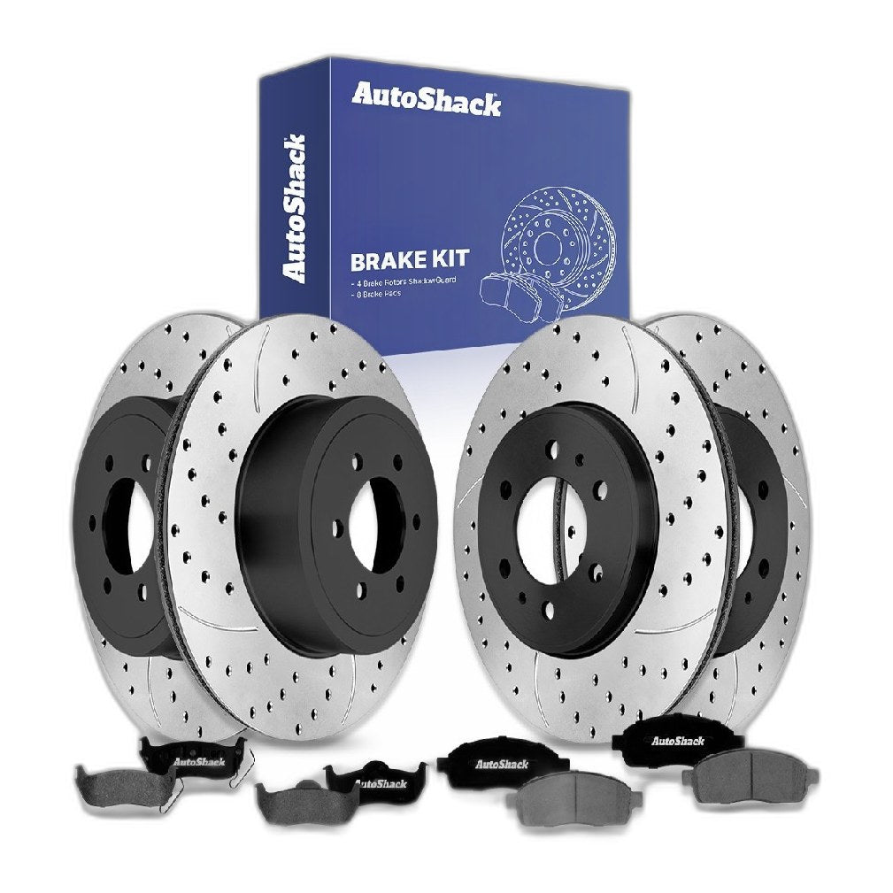 Front Rear Drilled Slotted Brake Rotors Ceramic Pads for Ford F-150 2009