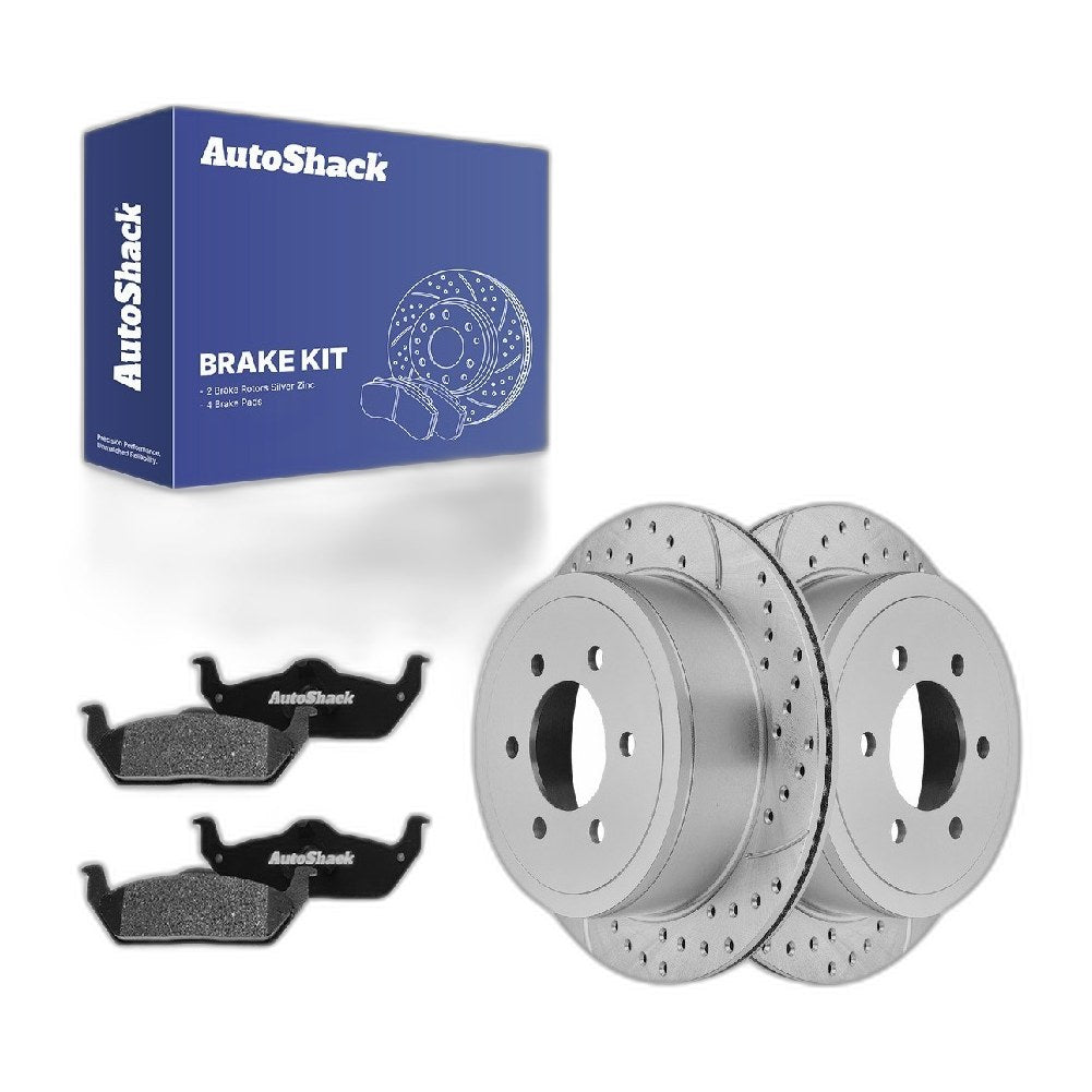 Rear Drilled Slotted Brake Rotors Ceramic Pads for Ford F-150 2011