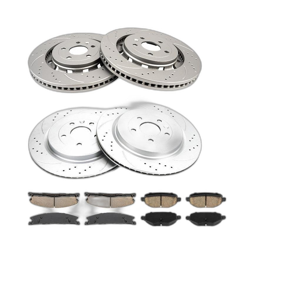 Front Rear Geomet Coated Rotors & Pads Kit For 2015-2018 Ford Explorer 3.5L